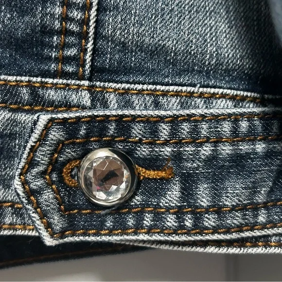 Y2K Earl Jeans Blue Denim Jacket with Rhinestone Buttons - Picture 8 of 12